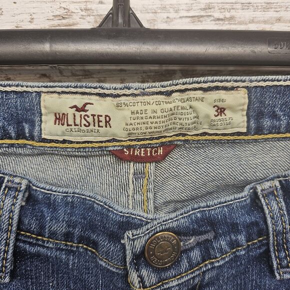 Vintage Hollister Jeans Jr 3R Cali Flare Low Rise Y2K Medium Blue Stonewash Fade - Picture 4 of 11